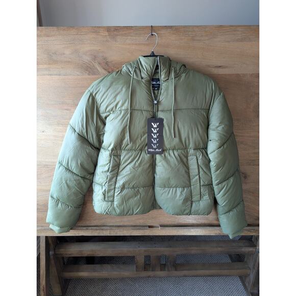 NWT WHITE MARK Quilted Bomber Jacket Women’s M – Olive Green Fleece Lined Zip - Picture 1 of 4